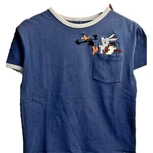 Vintage Warner‎ Bros Sz Large  90s Looney Tunes SPocket Tee Blue Size XL